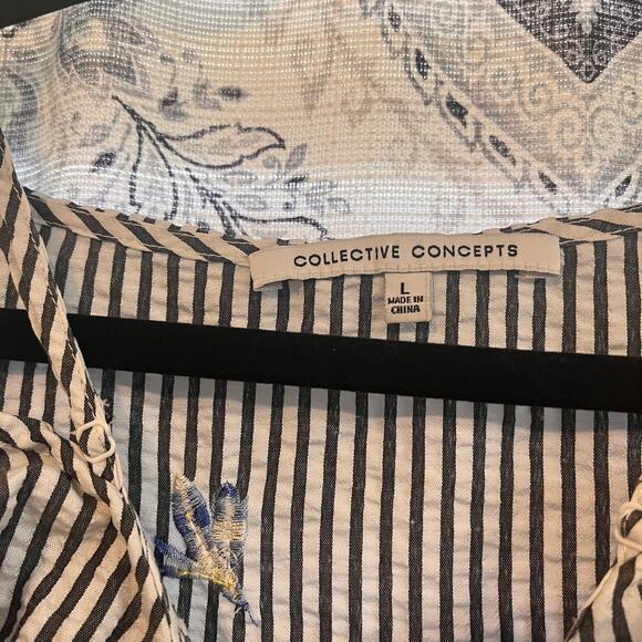 Collective Concepts Floral Stripe Off Shoulder Top Size Large - Picture 7 of 8